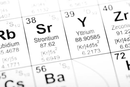 Periodic table showing strontium (Sr) with atomic number 38 and its properties highlighted.