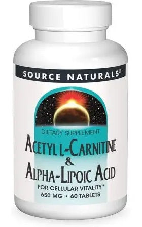 Source Naturals L-Carnitine & Alpha-Lipoic Acid baksida näringsinformation