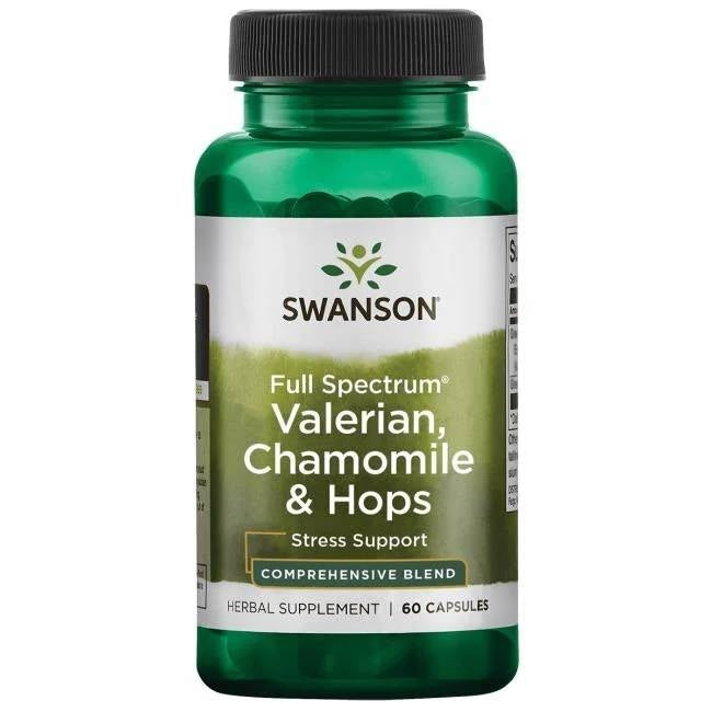 Swanson Full Spectrum Valerian, Chamomile & Hops framsida