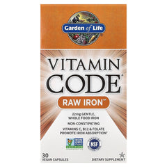 Vitamin Code Raw Iron baksida näringsfakta