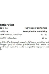 Nutritional information for Amix GreenDays ProVegan Ashwagandha KSM-66, highlighting ingredients and serving size.