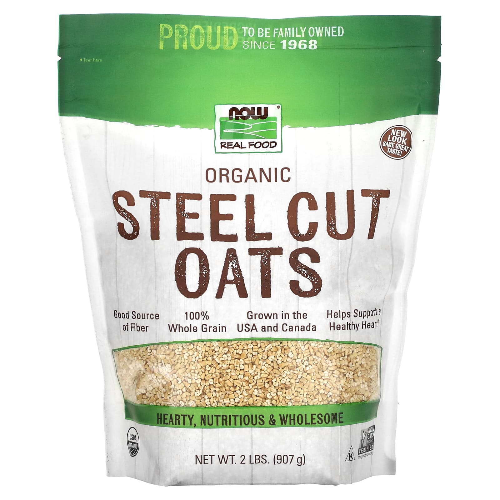 Organic Steel Cut Oats 907g framsida
