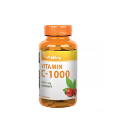 Vitaking Vitamin C 1000 mg with Rosehips, 100 tablets for immune support and energy metabolism.