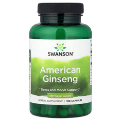 Swanson American Ginseng 100 kapslar framsida