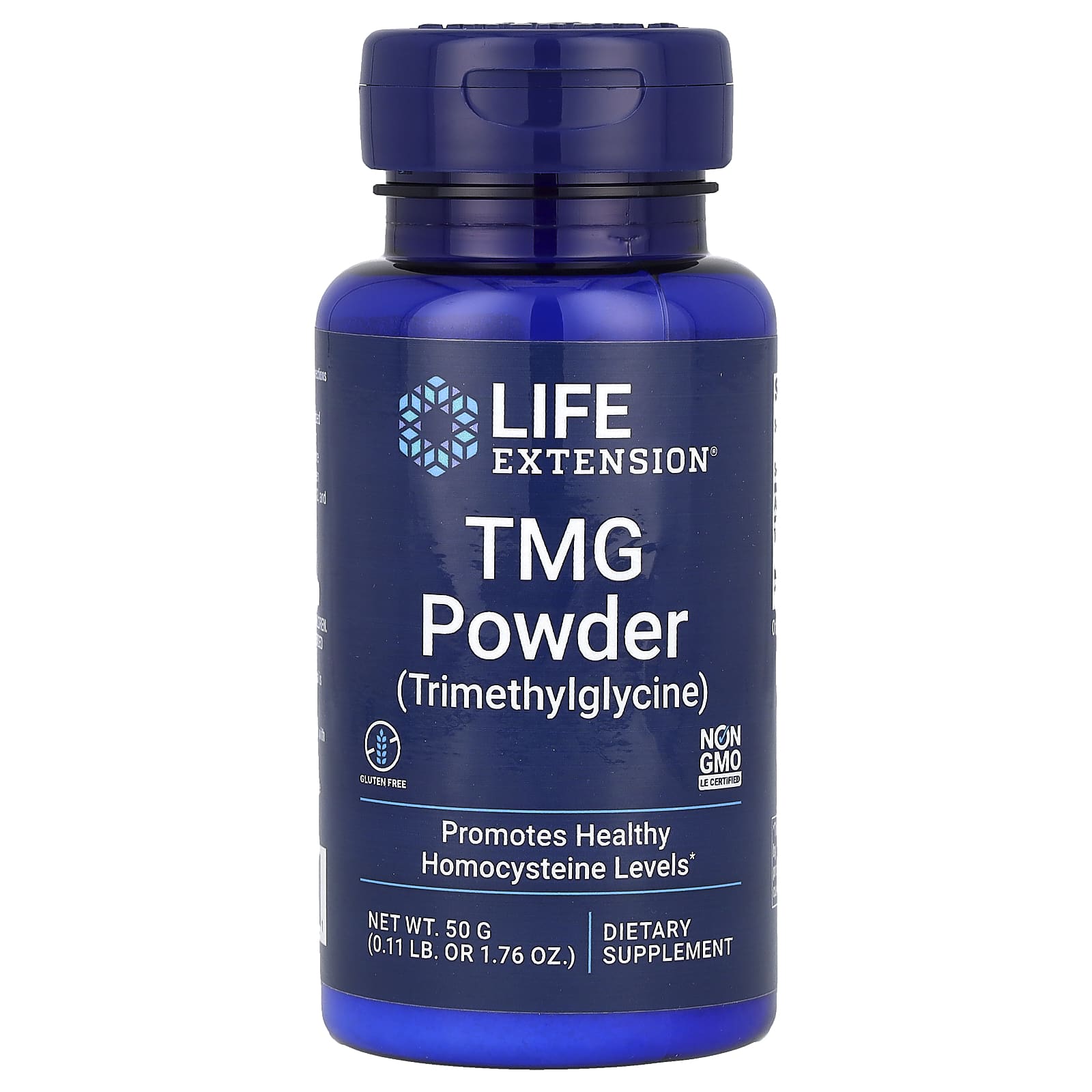 Life Extension TMG Powder baksida näringsfakta