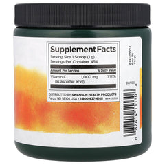 Swanson Buffered Sodium Ascorbate Vitamin C Powder baksida