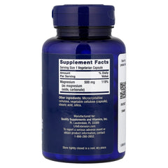 Life Extension Magnesium Caps ingredienser etikett