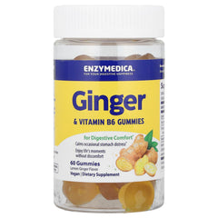 Enzymedica - Ginger & Vitamin B6 Gummies - Lemon Ginger - 60 Gummies