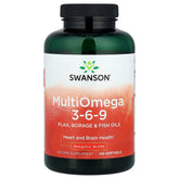 Swanson - Multiomega 3-6-9 - Pellavansiemen-, Kullankeltainen- ja Kalaihmeöljy - 120 Kapselia