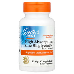 Doctor's Best Zinc Bisglycinate baksida näringsfakta