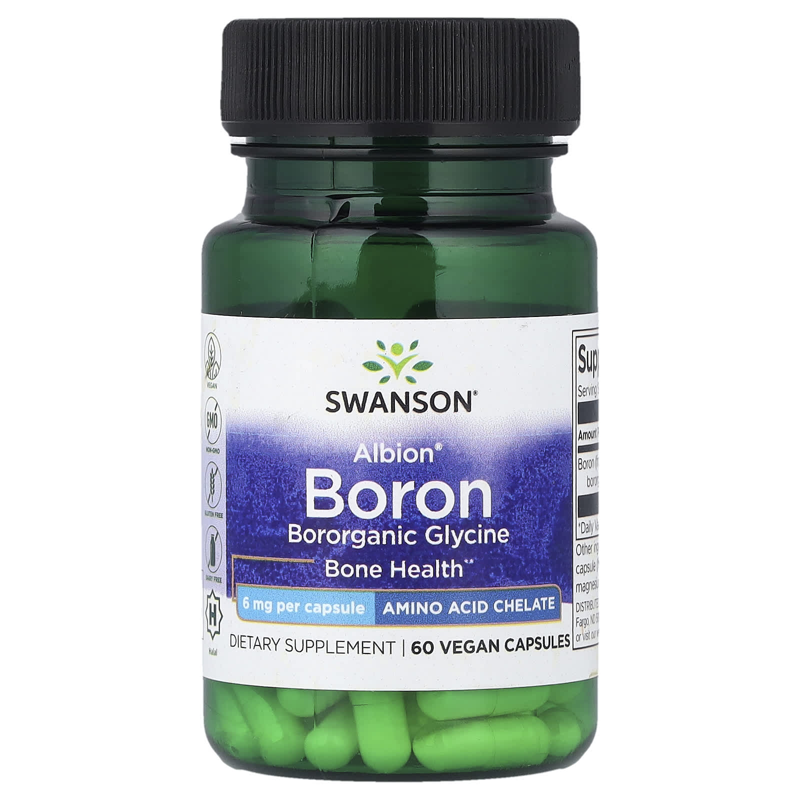 Boron Albion® Bororganic Glycine 60 kapslar framsida