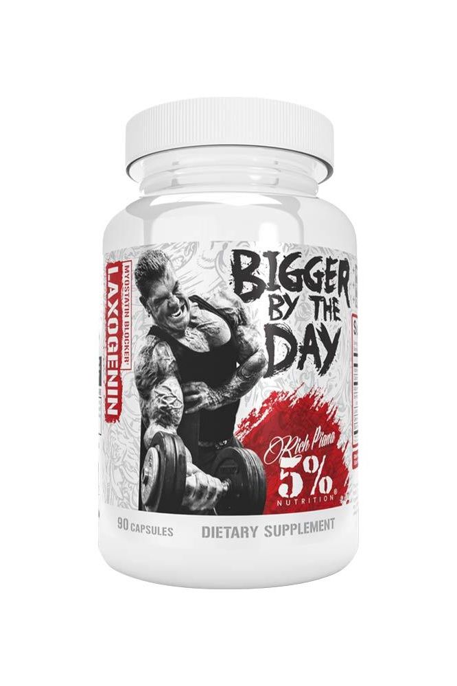 Bigger By The Day by 5% Nutrition bottle, 90 capsules, muscle-building dietary supplement.