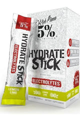 5% Nutrition Hydrate stick packs with electrolytes, lemon-lime flavor, 10 sticks for healthy smoothies and energy boosts.