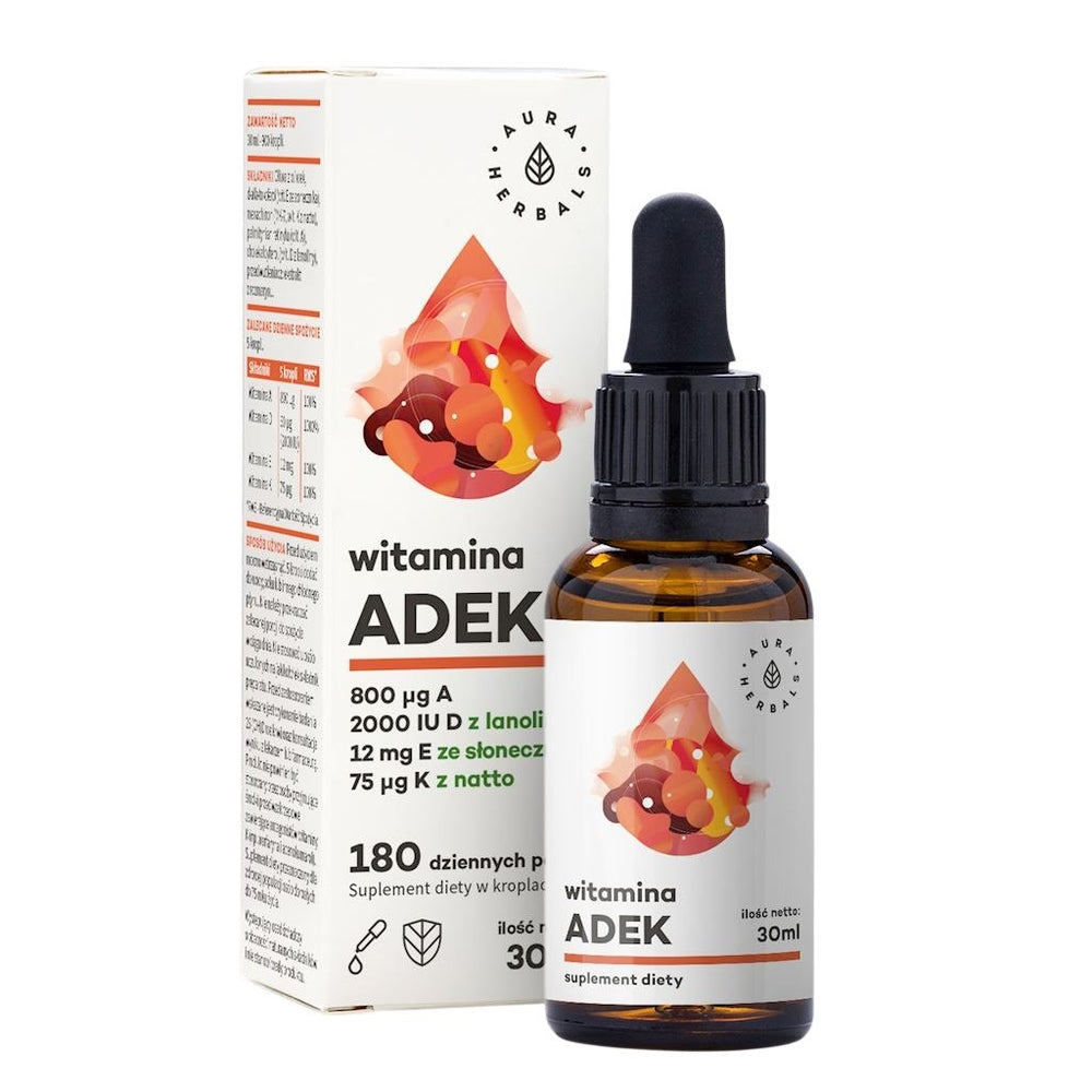 Aura Herbals A + D3 2000IU + E + K2 framsida