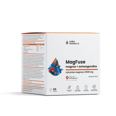 Magfuse Magnesium & Ashwagandha näringsinformation baksida