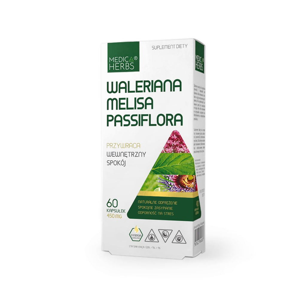 Medica Herbs - Valerian Melissa Passionflower framsida