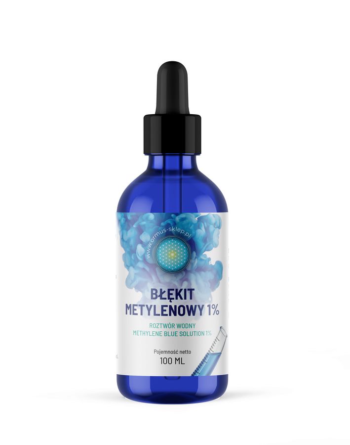 Ormus Methylene Blue baksida med innehållsinformation
