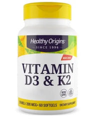 Healthy Origins - Vitamin D3 & K2 - 60 kapsler