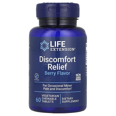 Life Extension - Discomfort Relief, Berry, 600 mg, 60 Vegetarian Chewable Tablets - Nutri.se