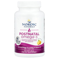 Postnatal Omega-3 flaskans etikett detalj