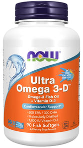 NOW Foods Ultra Omega 3-D With Vitamin D-3 framsida