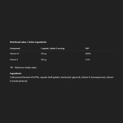 Allnutrition Vitamin D3 4000 + K2 baksida näringsinformation