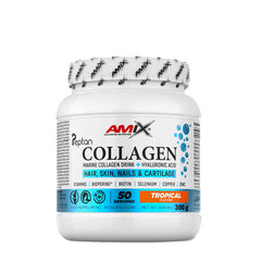 Amix Collagen Marine Peptan Drink, powdered supplement for hair, skin, nails, and cartilage, tropical flavor, 300g.