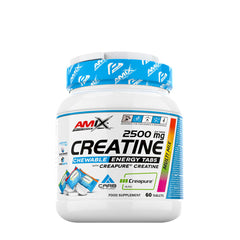 Amix Performance Creatine 2500 mg Chewable Energy Tabs with Creapure, 60 tablets, energy supplement.