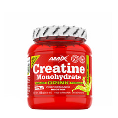 Amix Creatine Monohydrate Powder Drink in red container, performance booster for physical training and recovery.