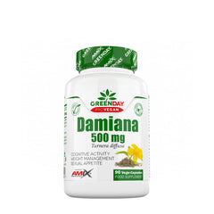 Amix GreenDay ProVegan Damiana 500mg capsules for weight management and cognitive support, 90 veggie capsules.