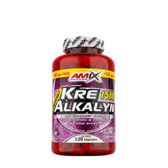Amix Kre-Alkalyn 1500 capsules bottle, 120 count, no loading or cycling, fast results for athletes.
