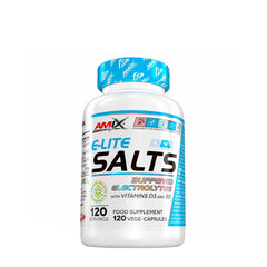 Amix E-Lite Salts supplement bottle with vitamins D3 and B5, 120 servings for optimal electrolyte balance
