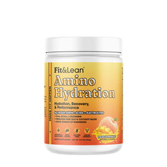 Fit & Lean Amino Hydration in Peach Mango flavor, vegan formula for hydration and recovery with electrolytes.
