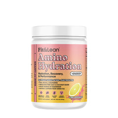 Fit & Lean Amino Hydration in Pink Lemonade flavor, a natural performance drink for hydration and energy.