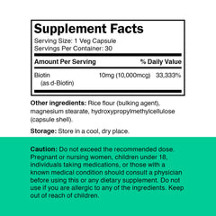 Vitamin360 Biotin baksida näringsfakta