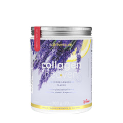 Nutriversum Collagen Heaven powder jar with lavender lemonade flavor, enriched with collagen and vitamins.