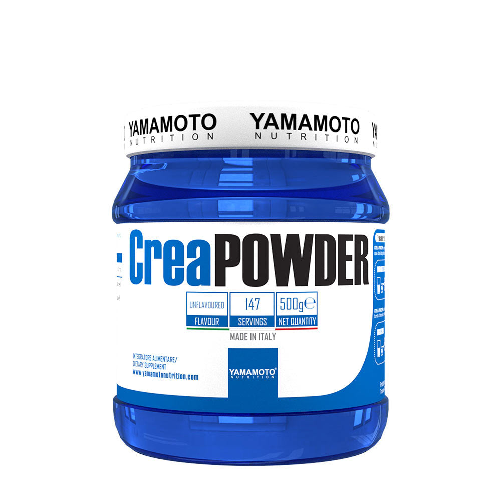 Yamamoto Nutrition Crea Powder jar, 500g unflavoured creatine monohydrate supplement for optimal performance.