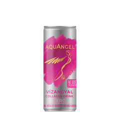 Vízangyal Zero Collagen Drink can with raspberry and rose flavor, no added preservatives, refreshing beverage.