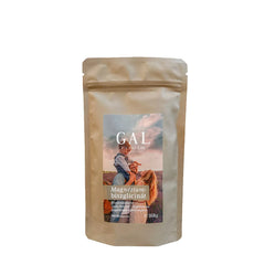 GAL Magnesium-bisglycinate packaging showing benefits for muscle function and relaxation.
