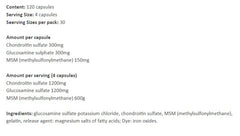 Weider Glucosamine Chondroitin baksida näringsfakta