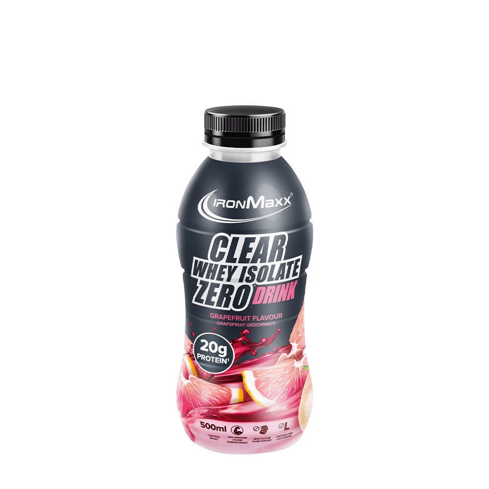 IronMaxx Clear Whey Isolate Zero Drink, grapefruit flavor, 20g protein, 500ml, low calorie and sugar-free