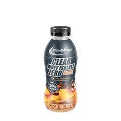 Ironmaxx Clear Whey Isolate Zero Drink in Peach Iced Tea flavor, 500ml with 20g protein for muscle building.
