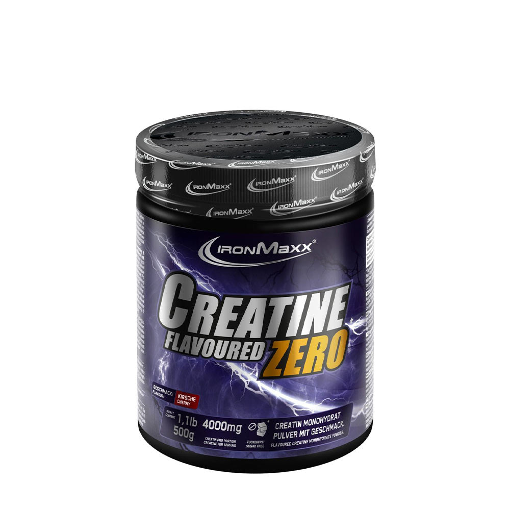 Ironmaxx Creatine Powder Zero, flavored creatine monohydrate, 500g for enhanced athletic performance.