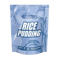 IronMaxx Rice Pudding packaging featuring 2000g of high-quality rice pudding mix in a blue design.