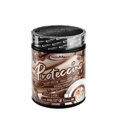 Ironmaxx Proteccino instant protein coffee drink in chocolate flavor, 500g, featuring real coffee and no added sugar.