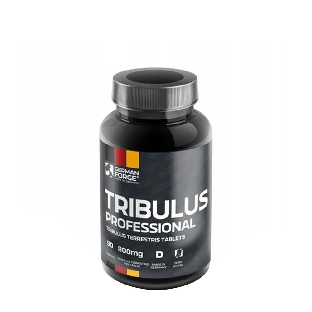Ironmaxx German Forge Tribulus Professional supplement bottle, 90 tablets of Tribulus Terrestris for athletes.