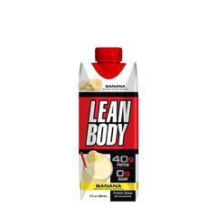 Labrada Lean Body banana protein shake with 40g protein and 0g sugar, convenient for on-the-go nutrition.