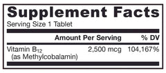 Jarrow Formulas Methyl B-12 baksida näringsfakta