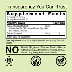 Nature's Answer Ginkgo Leaf 2000mg baksida