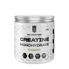 Nanosupps Creatine Monohydrate Creapure® powder container, 100% micronized, vegan, keto-friendly, no added sugars.